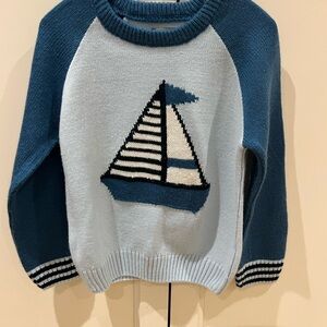 Hopscotch 3t Blue and White Sailboat Sweater